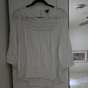 Torrid White Ruffled Lacy Blouse
